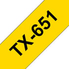 Fita laminada. Texto preto sobre fundo amarelo. Largura: 24 mm. Comprimento: 15 m - Brother TX651