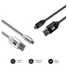 Cabo Subblim USB para Micro USB - Carregamento de alta velocidade - Sincronização de dados até 480 Mbps - Fibra de nylon resistente - Preto/Prata - Subblim 234022