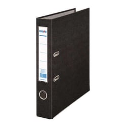 Dohe Lever Arch File Folio - Lombada de 45 mm - Com ilhós, dobra e suporte para cartões na lombada - Cartão forrado a polipropileno - Protectores de cantos metálicos - Cor preta - Dohe 09415