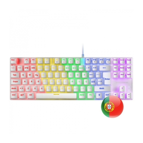Teclado mecânico para jogos Mars Gaming MK80 - TKL Compact - Iluminação RGB - Teclas indeléveis - Comutadores à prova de pó - Multiplataforma - Modo de jogo - Português - Branco - Mars Gaming 296152
