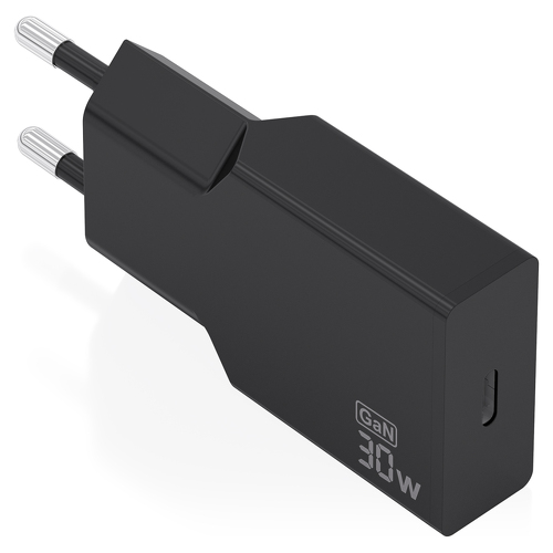 Aisens Carregador Ultra Fino GaN 30W 1xUSB-C PD3,0 Preto - Aisens A110-1004