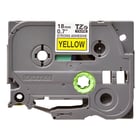 Fita laminada super adesiva. Texto preto sobre fundo amarelo. Largura: 18 mm. Comprimento: 8 m - Brother TZeS641