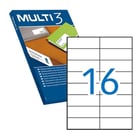 Multi3 Embalagem de 8.000 etiquetas brancas com rebordo reto, tamanho 105,0X37,0mm, com adesivo permanente para múltiplas utilizações - Multi3 199581