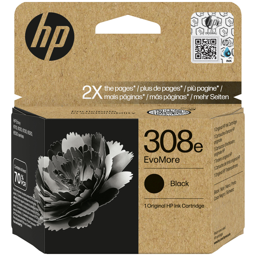 HP 308e EvoMore Black Original Ink Cartridge - HP 7FP22UE#LS1