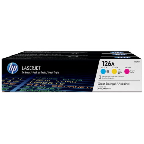 HP Conjunto Triplo de Toner Laserjet Original 126A Ciano/Magenta/Amarelo - CF341A