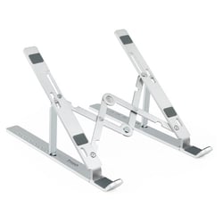 Suporte para computador portátil Tooq até 15" - 7 níveis de altura - Dobrável - Base antiderrapante - Peso máximo 5kg - Cor prateada - Tooq 143179