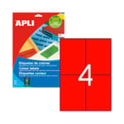 Etiquetas 105x148mm 20Fls A4 Vermelho 80un - APLI APL12993