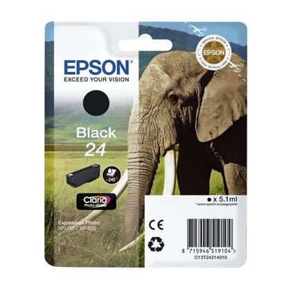 Epson Elephant Tinteiro Preto Série 24 Elefante Tinta Claria Photo HD - Epson C13T24214010