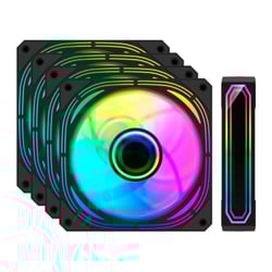 Coolbox Infinity Pro Kit 4 Ventoinhas ARGB - Efeito Túnel Infinito - Silencioso - Rolamento Hidráulico - Alto Fluxo de Ar - Preto - Coolbox COO-VAU-ARX4