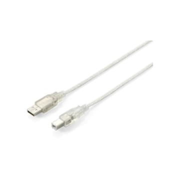 Equip Cabo USB-A macho para USB-B macho 2.0 - Transparente - Niquelado - Comprimento 1 m. - Equipar 128653