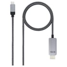 Nanocable USB-C Macho para HDMI Macho Conversor Cabo 3m - Preto/Prata - Nanocable 10.15.5103