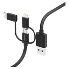 Cabo HAMA 3in1 micri USB +USB-C +LTG, 1.5m,preto - 201536 - Hama 00201536