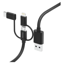 Cabo HAMA 3in1 micri USB +USB-C +LTG, 1.5m,preto - 201536 - Hama 00201536