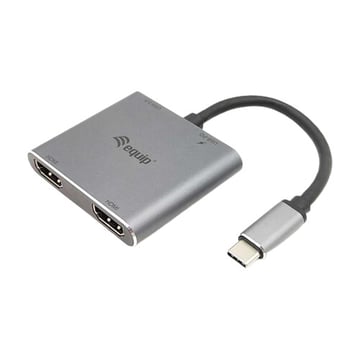 Concentrador Equip USB-C com 1x USB 3.0, 2x HDMI - Velocidade até 5Gbps - Caixa em alumínio - Equip 133484