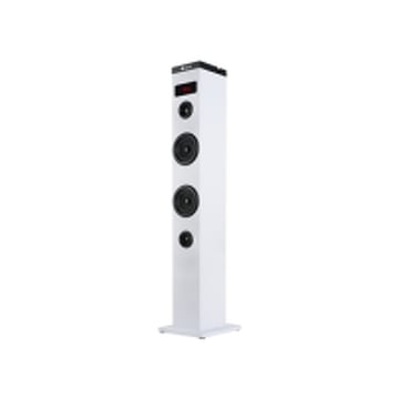 Torre de som Bluetooth NGS Sky Charm 50W - Controlo remoto - Ecrã LED - USB, rádio FM, entrada auxiliar e entrada ótica para TV - Caixa de madeira - Branco - NGS SKYCHARMWHITE