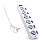 EWENT BLOCO TOMADAS 6x 5M ON/OFF EACH PORT SURGE PROTECTOR WHITE - Ewent EW3932-5M