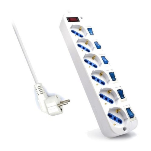 EWENT BLOCO TOMADAS 6x 5M ON/OFF EACH PORT SURGE PROTECTOR WHITE - Ewent EW3932-5M