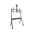 Suporte de chão Tooq iStar com rodízios para ecrãs de 55-100" - Tabuleiro inferior multifunções e tabuleiro superior ajustável para Webcam - Rodízios com sistema de bloqueio - Peso máximo 120kg - VESA máximo 900x600 - Cor preta - Tooq 294562