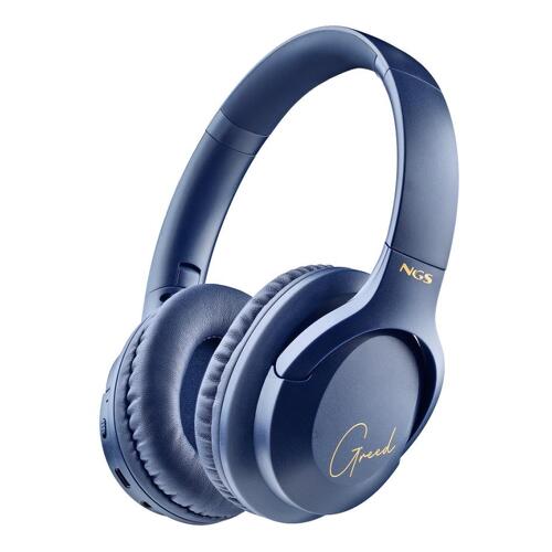 Auscultadores NGS Artica Greed Bluetooth 5.1 com microfone - Banda para a cabeça ajustável - Auscultadores almofadados - Autonomia até 46h - Luz - Cor azul - NGS ARTICAGREEDBLUE
