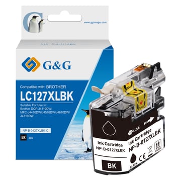 G&G Brother LC127XL Preto Cartuchos de Tinta Compatível, 28.4 ml - Tinteiro Compatível LC127XLBK