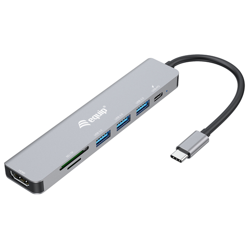 EQUIP DOCK USB-C 7 IN 1 / HDMI 4K/60HZ - 3X USB3.2 + MICRO SD READER 100W PD - Equip 133494