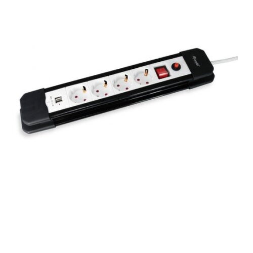 Equipar Power Strip - 4 soquetes Schuko + 2 USB - interruptor liga/desliga - cabo de 1,50 m - Equip EQ245553