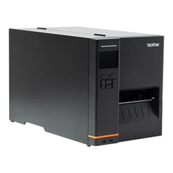 Impressora industrial de etiquetas de transferência térmica e tecnologia térmica direta com uma resolução de 300ppp e ribbon de 600m. Visor LCD a cores, grande conectividade e design robusto para elevados volumes de impressão - Brother TJ-4520TN