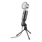 Microfone de secretária Trust Madell - Botão Mute - Ligação jack 3,5 mm - Suporte para tripé - Filtro Greylha - Cabo de 2,50 m - Preto curto - Trust 21672