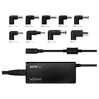 Carregador automático universal de 65W para computadores portáteis com 9 conectores + USB-A QC.3.0 - Corta preta - Aisens 181656