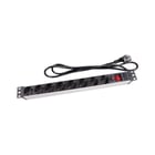 Bloco 8 Tomadas + Interruptor para rack de 19 Pol - Perel VELEBP08PDU-G