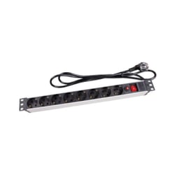Bloco 8 Tomadas + Interruptor para rack de 19 Pol - Perel VELEBP08PDU-G
