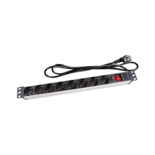 Bloco 8 Tomadas + Interruptor para rack de 19 Pol - Perel VELEBP08PDU-G