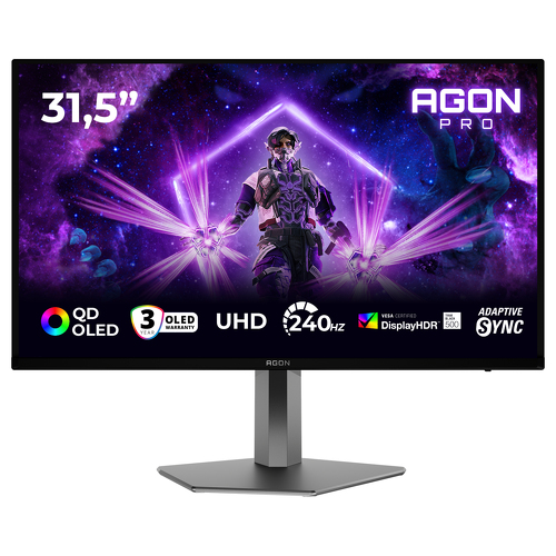 AOC MONITOR OLED 32" (31.5) UHD 4K 0.03MS 240HZ HDMI DP SOM COLUNAS AG326UZD2 - AOC AG326UZD2
