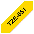 Fita de etiquetas laminadas genéricas Brother TZe651 - Texto preto sobre fundo amarelo - Largura 24 mm x 8 metros - BR-TZE651