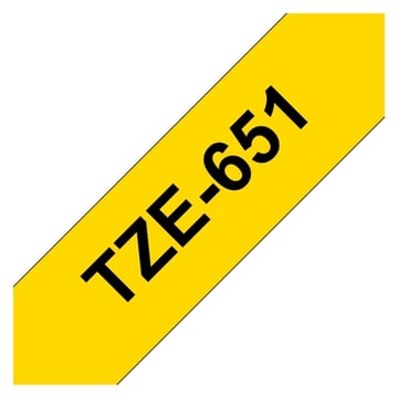 Brother TZe651 Cinta Laminada Generica de Etiquetas - Texto negro sobre fondo amarillo - Ancho 24mm x 8 metros - Genérico BR-TZE651