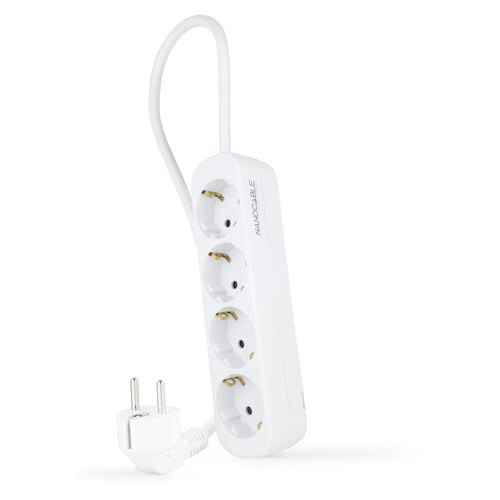 Bloco de distribuição de energia Nanocable 4 tomadas - 1,4m - Branco - Nanocable 233857