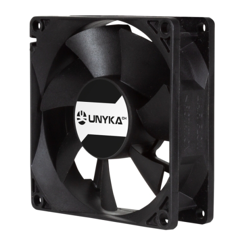 Unykach Server Ventilador de esfera dupla de 80mm - Velocidade máxima 2000rpm - Conector de 4 pinos com controlo de temperatura - Cor preta - Unykach 300642