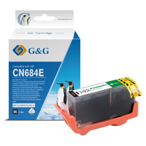 G&G HP 364XL Preto Cartucho de Tinta Compatível, 18.6 ml - Tinteiro Compatível CN684EE/CB316EE