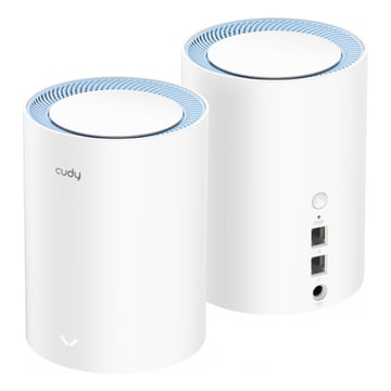 Cudy M1200 Pack of 2 AC1200 Dual Band WiFi Mesh Systems - 867Mbps a 5GHz, 300Mbps a 2.4GHz - 1x Porta LAN 10&#47;100Mbps, 1x Porta WAN 10&#47;100Mbps - 2 Antenas Internas - Cudy M1200 (2-Pack)