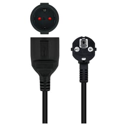 Extensão de cabo de alimentação nanocabo CEE7 macho angular para CEE7 fêmea 3m - Nanocable 10.22.0603-BK