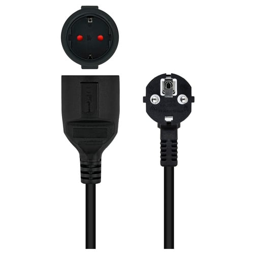Extensão de cabo de alimentação nanocabo CEE7 macho angular para CEE7 fêmea 3m - Nanocable 10.22.0603-BK