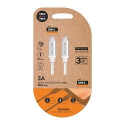 Cabo TechOneTech USB-C PD 3.0 Macho para USB-C Macho 1m - Revestido de Nylon Trançado - TechOneTech TEC2204