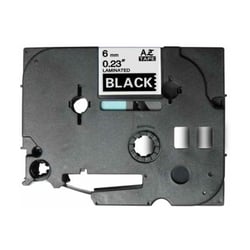 Fita de etiquetas laminadas genéricas Brother TZe315 - Texto branco sobre fundo preto - Largura 6 mm x 8 metros - BR-TZE315