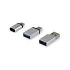 Equip Pack de 3 adaptadores USB-C - 1x adaptador macho USB-C para suporte MicroUSB, 1x adaptador macho USB-C para suporte USB-A, 1x adaptador macho USB-A para suporte USB-C - Equip 133475
