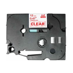 Brother TZe132 Generic Laminated Label Tape - Texto vermelho sobre fundo transparente - Largura 12mm x 8 metros - BR-TZE132