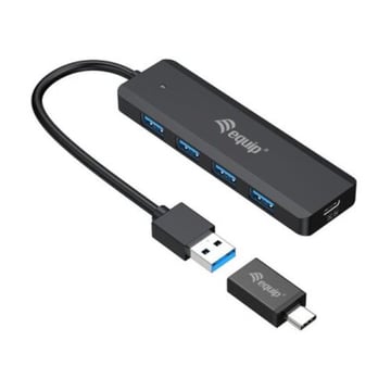 Hub USB 3.2 Gen 1 Equip com adaptador USB-C - 4x portas USB 3.2 - Fonte de alimentação adicional USB-C 5V/2A - Equip 128959