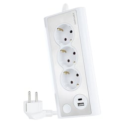 Power Strip Nanocable Desktop com 3x Shuckos, 1x USB-C e 1x USB-A - Iluminação LED com Interruptor - Cabo de 1,50m - Nanocable 10.37.0013-W