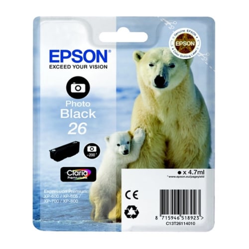 EPSON TINTEIRO PRETO PHOTO 26 CLARIA PREMIUM XP-8xx/7xx/6xx - Epson C13T26114022
