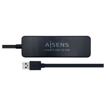 Aisens HUB USB 3.0 - Tipo A Macho para 4x Tipo A Fêmea - 30cm - Cor Preto - Aisens A106-0399