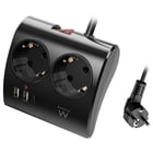 EWENT BLOCO TOMADAS DESKTOP 2x SCHUKO 1xUSB-C 2xUSB PORT 1.5MT BLACK - Ewent EW3871